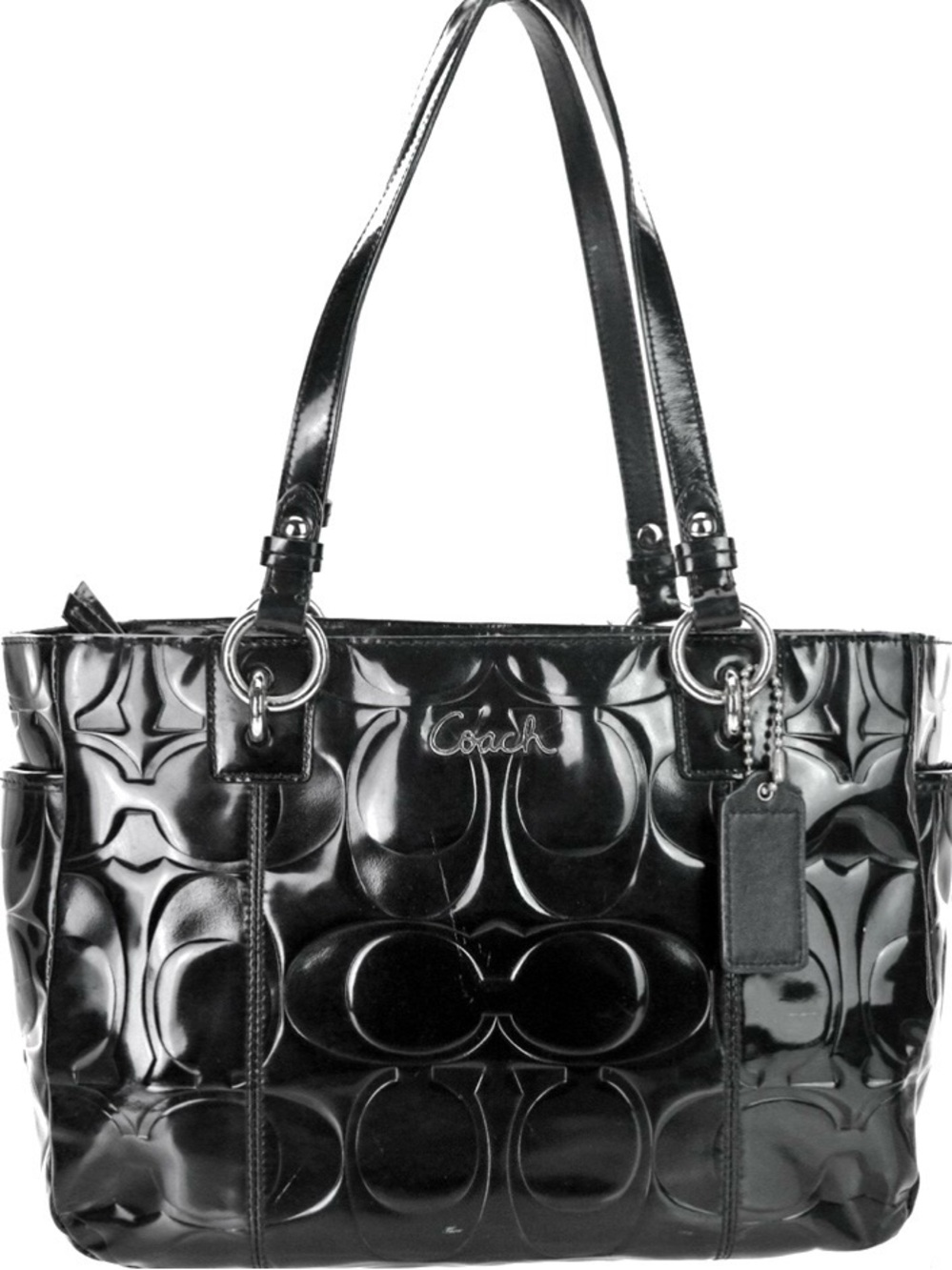 COACH Black Patent Leather C
Monogram Shoulder Bag F17728